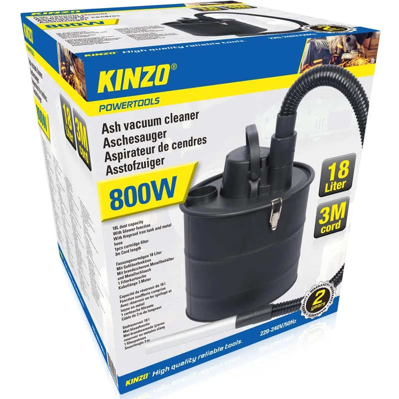 Aspiracenere 800W Aspirapolvere Aspira Cenere 18lt per Camino e Stufa a Pellet