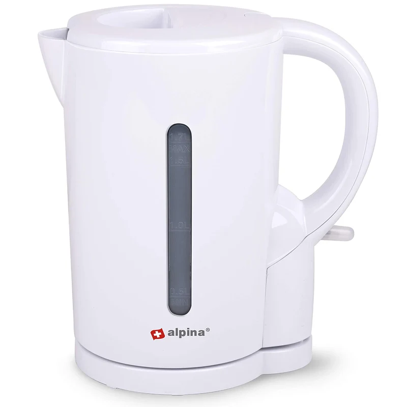 Bollitore Senza Fili in Plastica 1.7L 2200W Bianco per Acqua Zuppa Salvaspazio