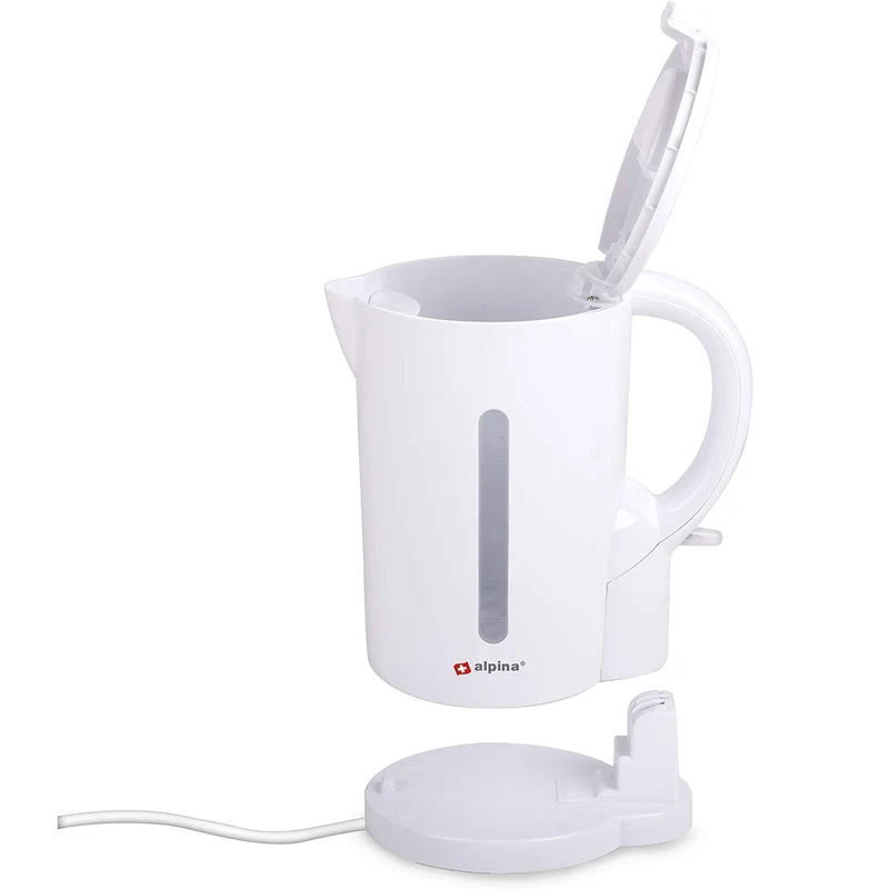 Bollitore Senza Fili in Plastica 1.7L 2200W Bianco per Acqua Zuppa Salvaspazio