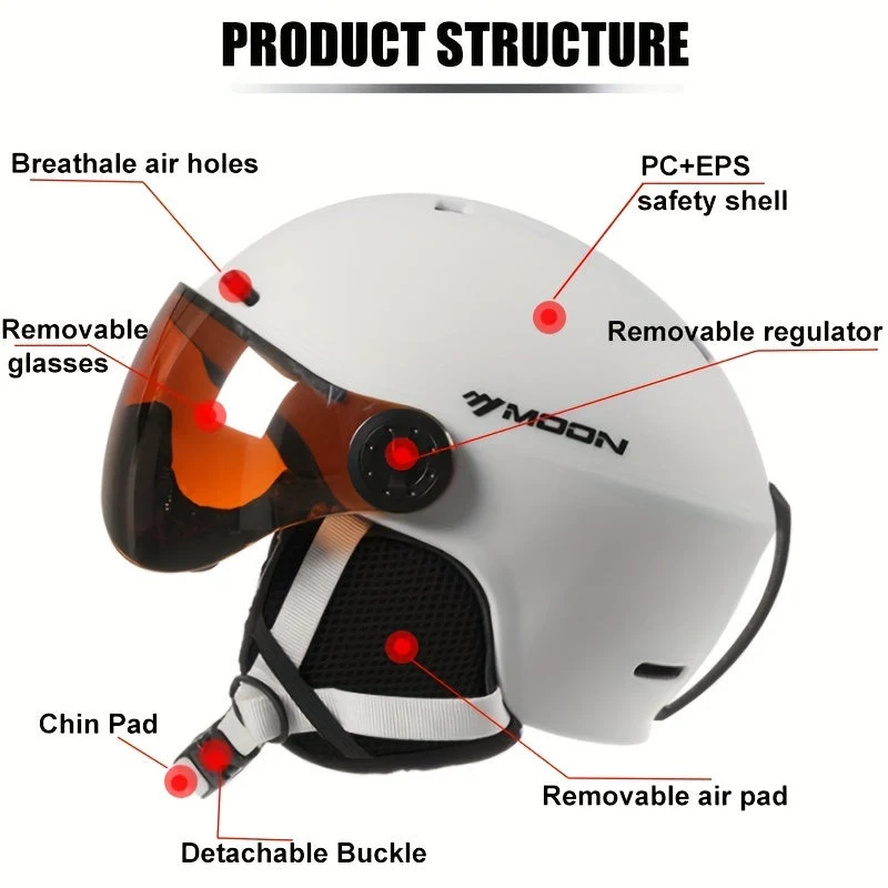 Skihelm – Verstelbaar met Afneembare Vizier & Ademend Design