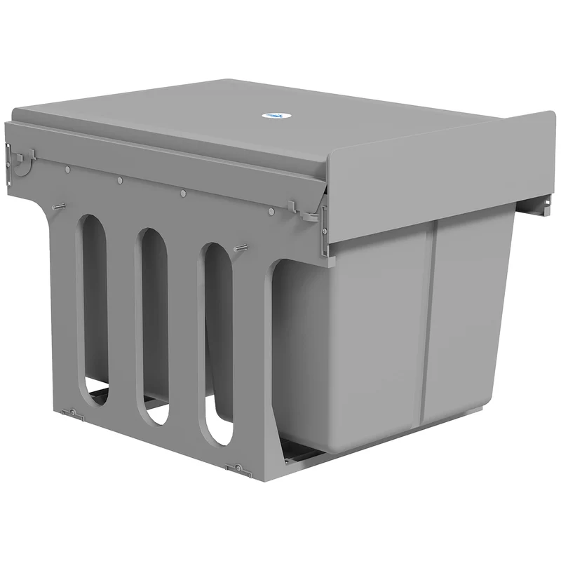 Pattumiera Estraibile Sottolavello da 31L con 3 Secchi Rimovibili e Piano Superiore in PP e ABS Grigio Chiaro