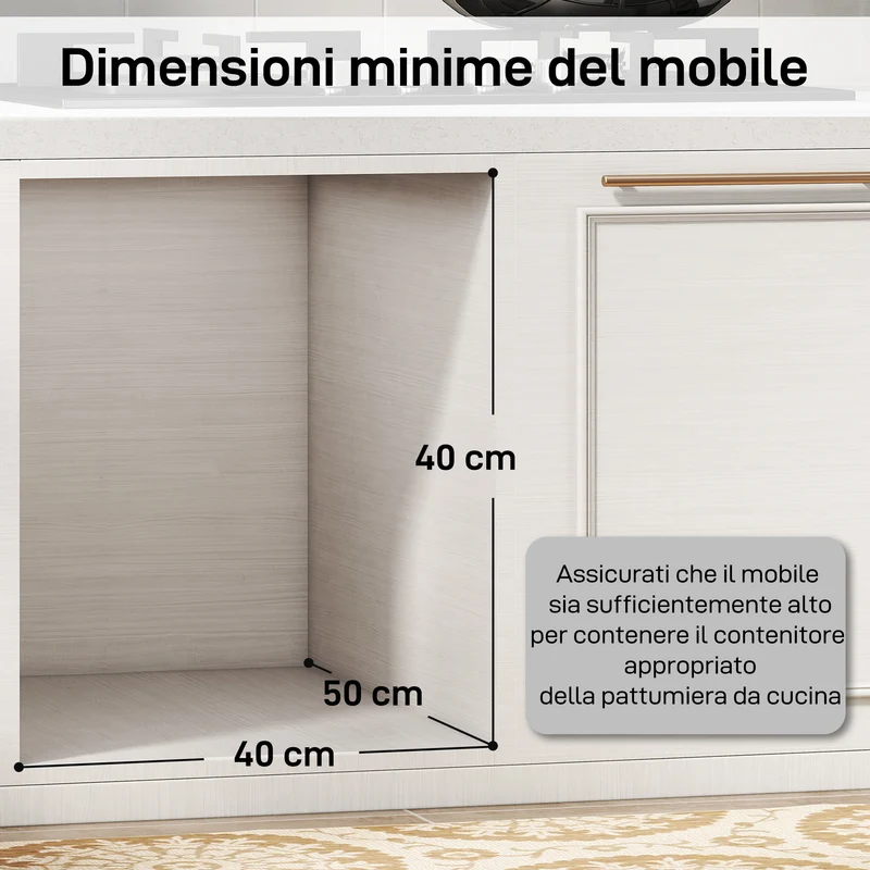 Pattumiera Estraibile Sottolavello da 31L con 3 Secchi Rimovibili e Piano Superiore in PP e ABS Grigio Chiaro