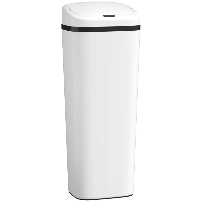 Pattumiera con Sensore a Infrarossi da 50L con 2 Modalità di Apertura Superficie Anti-impronte in Acciaio Inox e ABS Bianco