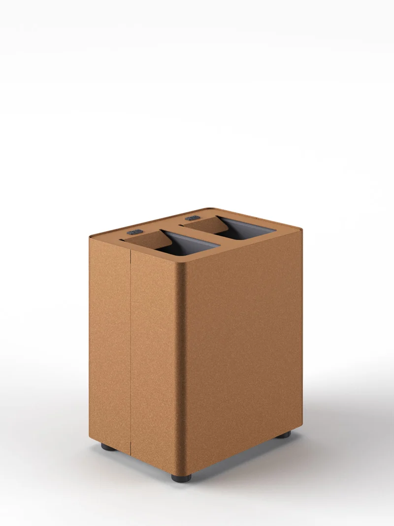 Pattumiera a 2 Scomparti Totale 16 L 33x25,5x39 cm con Contenitori Interni in Acciaio Verniciato Corten