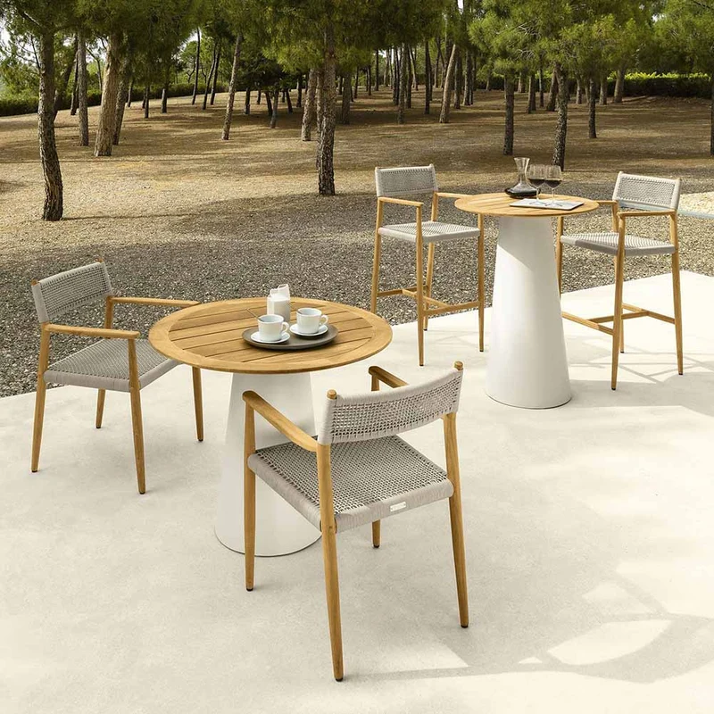 Sedia con braccioli Dolcevita beige Teak Talenti