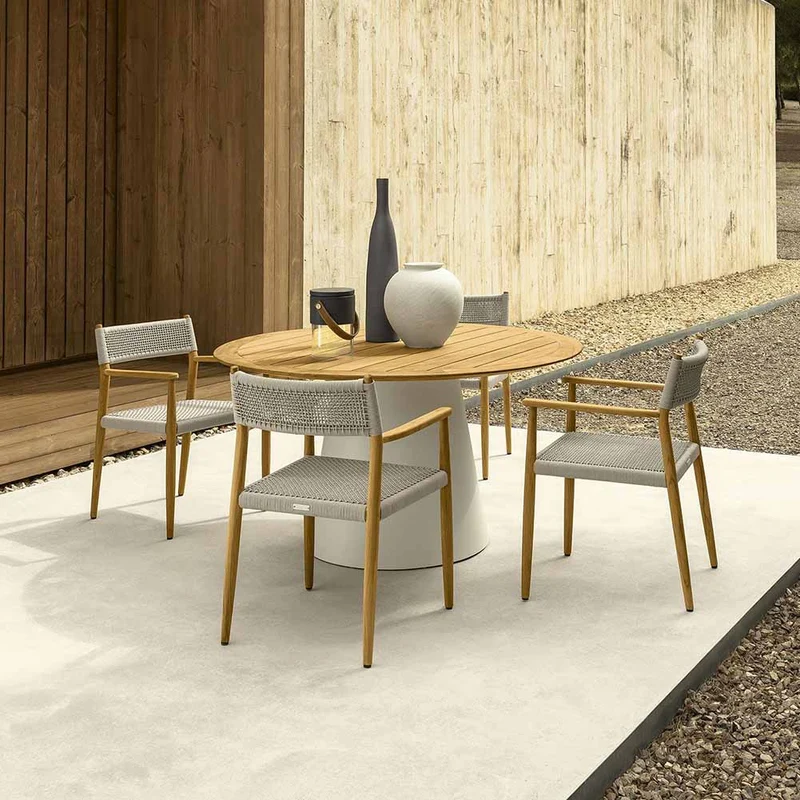 Sedia con braccioli Dolcevita beige Teak Talenti