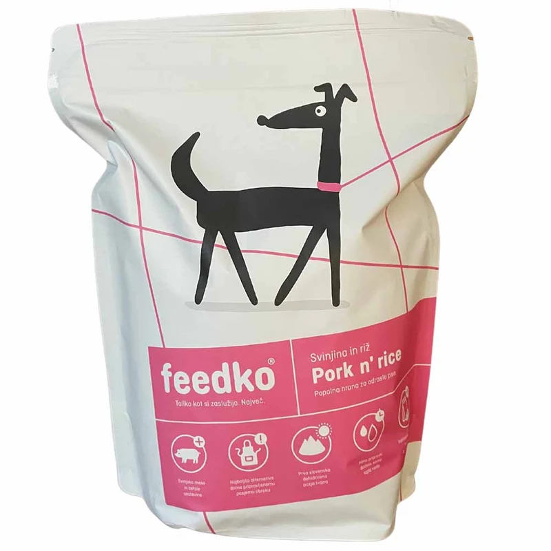 Alimento disidratato per cani Feedko maiale e riso 1,35kg
