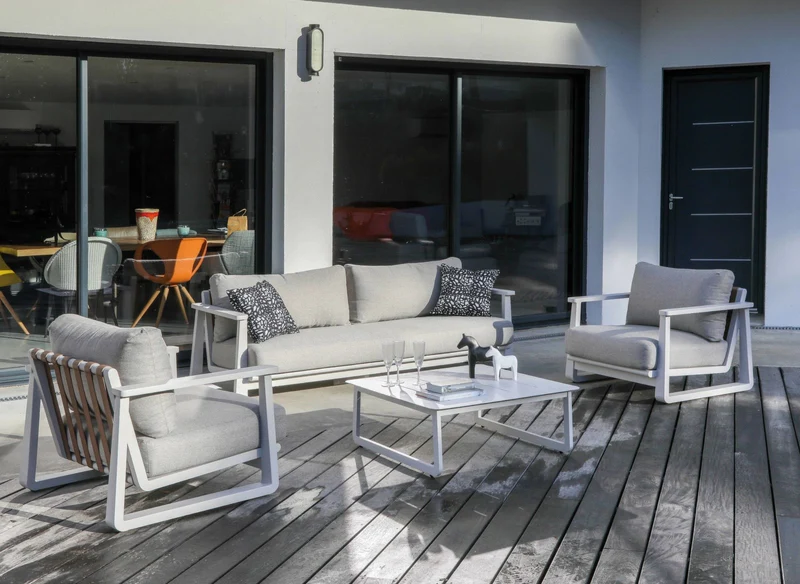 SALOTTO DA GIARDINO LEATHER CREMA