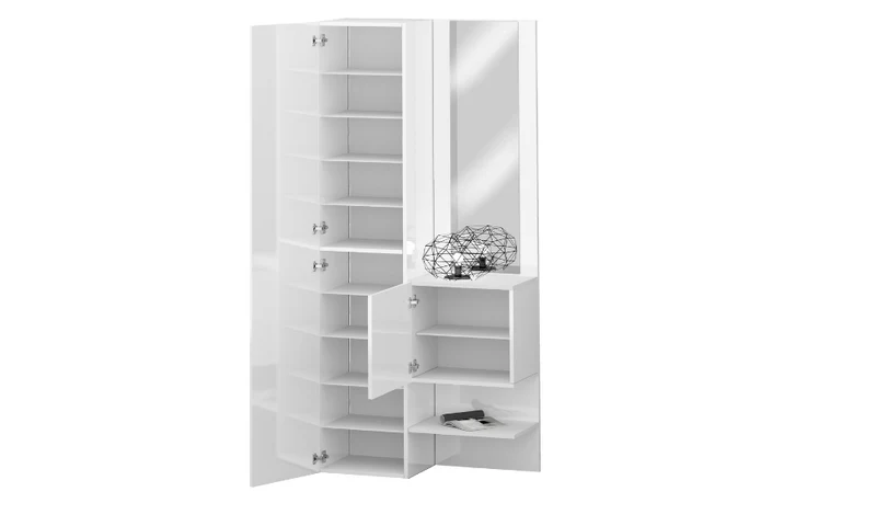Set Ingresso Moderno KOMPACT 2 Pezzi – 90x35x191 cm, Specchio e 10 Ripiani