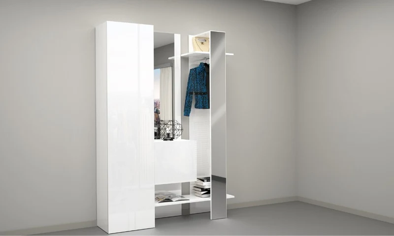 Set ingresso KOMPACT 3 pezzi - 140x35x191 cm, legno riciclato, Made in Italy