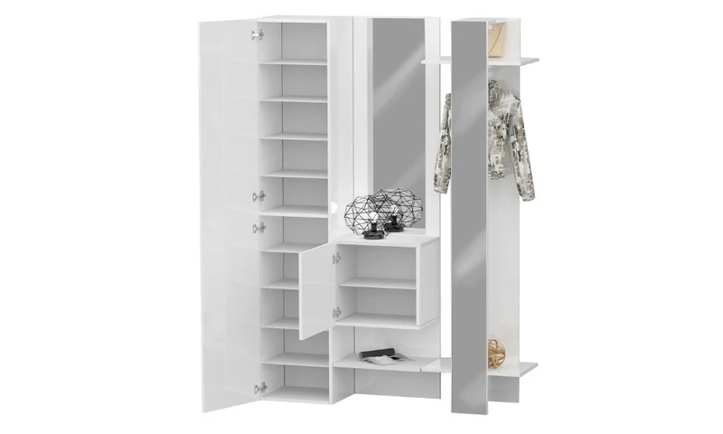 Set ingresso KOMPACT 3 pezzi - 140x35x191 cm, legno riciclato, Made in Italy