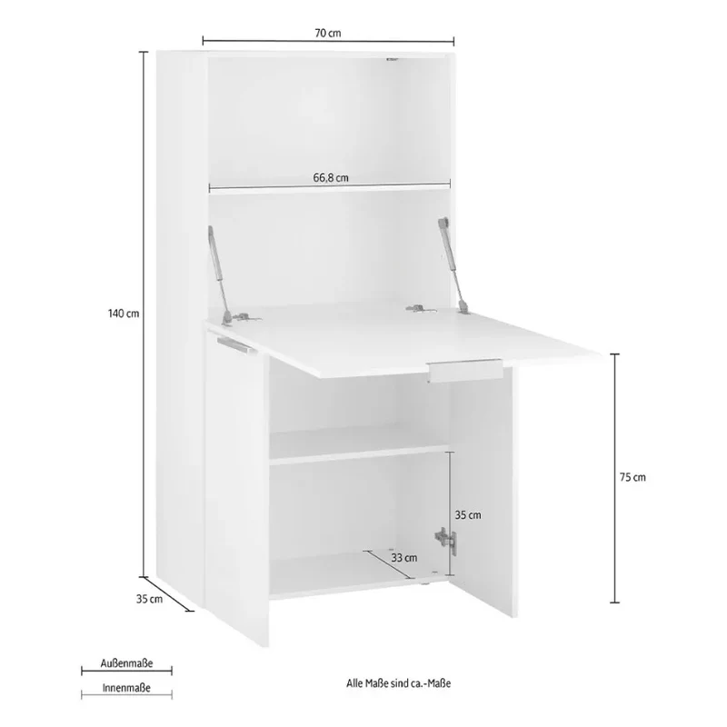 Scrivania Salvaspazio Dalia - Anta Ribaltabile, Made in Italy, Bianco