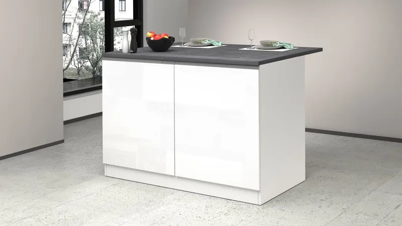 Isola Cucina SOLE 2 Ante – Bianco/Report, 125x90x90 cm, Made in Italy
