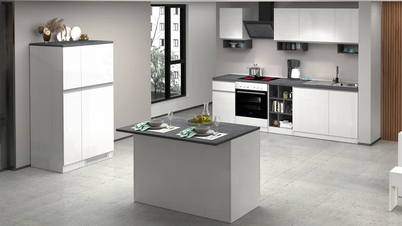 Isola Cucina SOLE 2 Ante – Bianco/Report, 125x90x90 cm, Made in Italy