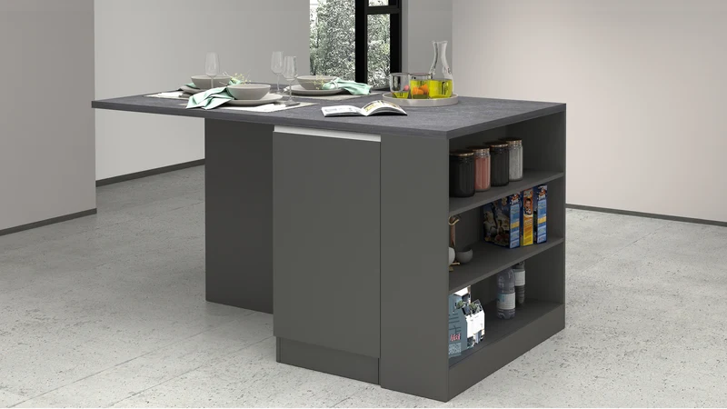 Isola Cucina SOLE 2 Ante – Antracite/Report, 160x90x90 cm, 3 Posti, Made in Italy