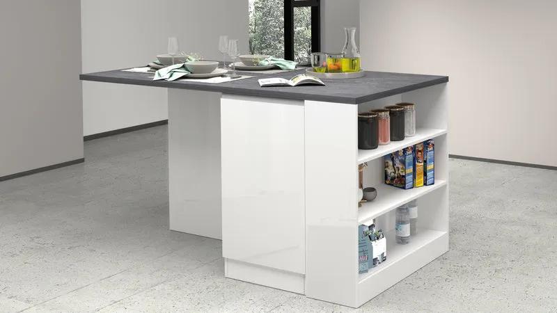 Isola Cucina SOLE 2 Ante – Bianco/Report, 160x90x90 cm, Made in Italy