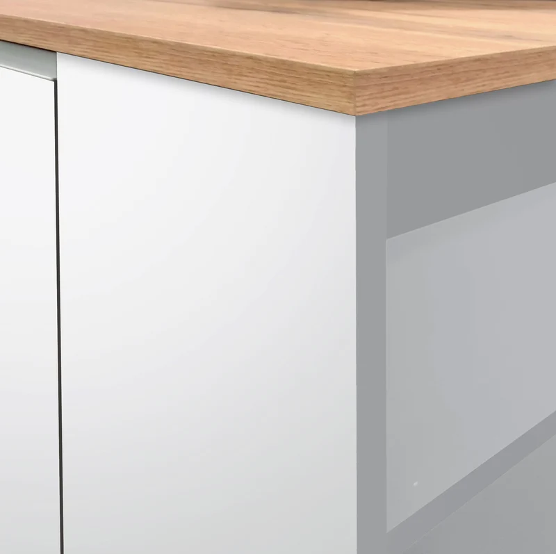 Isola Cucina SOLE 2 Ante – Bianco lucido/Rovere 160x90x90 cm, Made in Italy