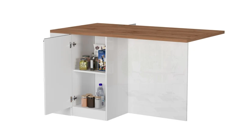 Isola Cucina SOLE 2 Ante – Bianco lucido/Rovere 160x90x90 cm, Made in Italy