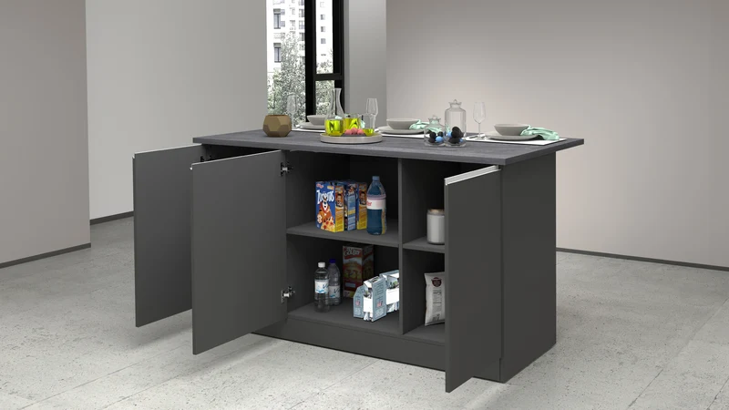 Isola Cucina SOLE 3 Ante – Antracite/Report, 155x90x90 cm, Made in Italy