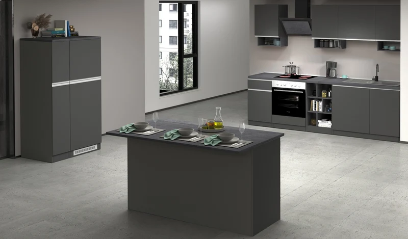 Isola Cucina SOLE 3 Ante – Antracite/Report, 155x90x90 cm, Made in Italy