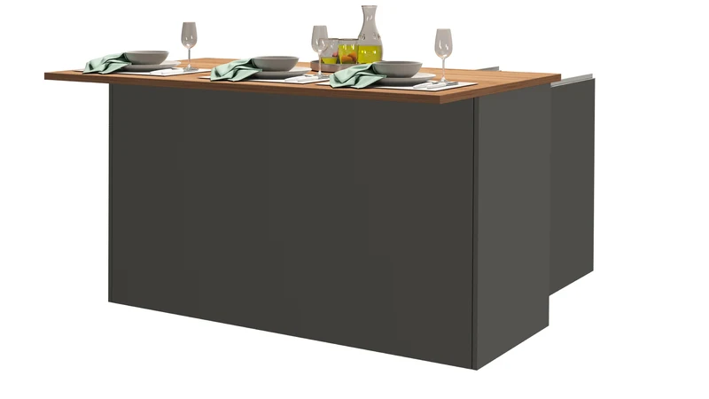 Isola Cucina SOLE 3 Ante – Antracite/Rovere Wotan, 155x90x90 cm, Made in Italy