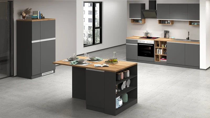 Colonna Porta Frigo SOLE - Antracite e Rovere Wotan, Design Moderno