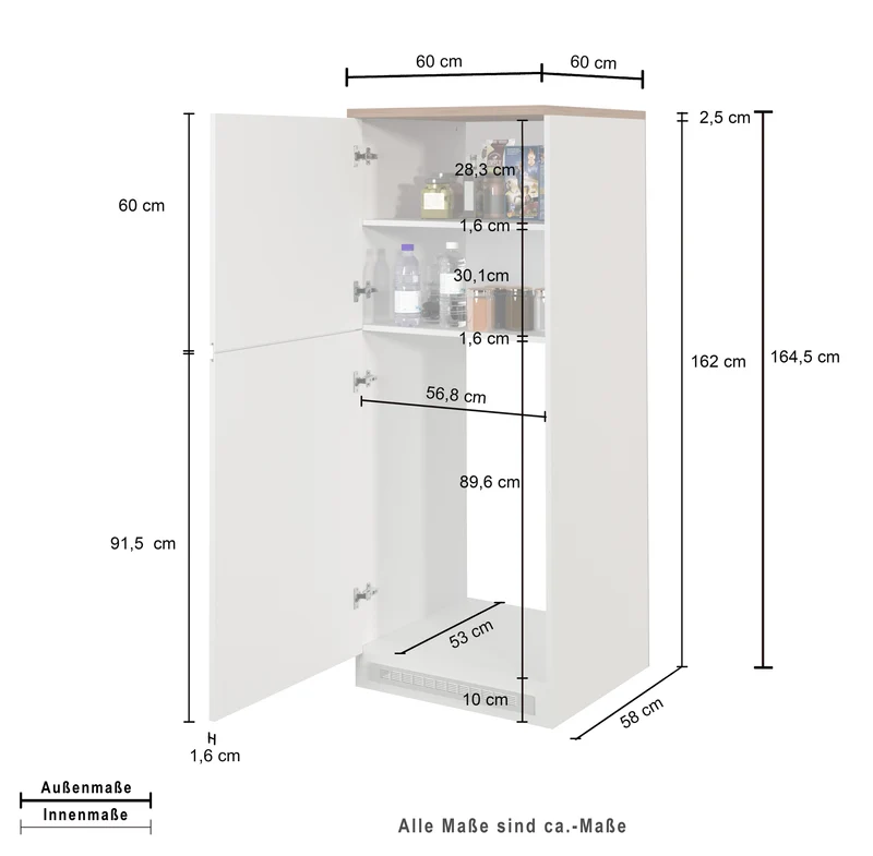 Colonna Porta Frigo SOLE - Antracite e Rovere Wotan, Design Moderno