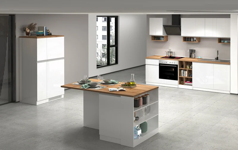 Colonna Portaspezie SOLE - Bianco/Rovere Wotan, Moderna e Elegante