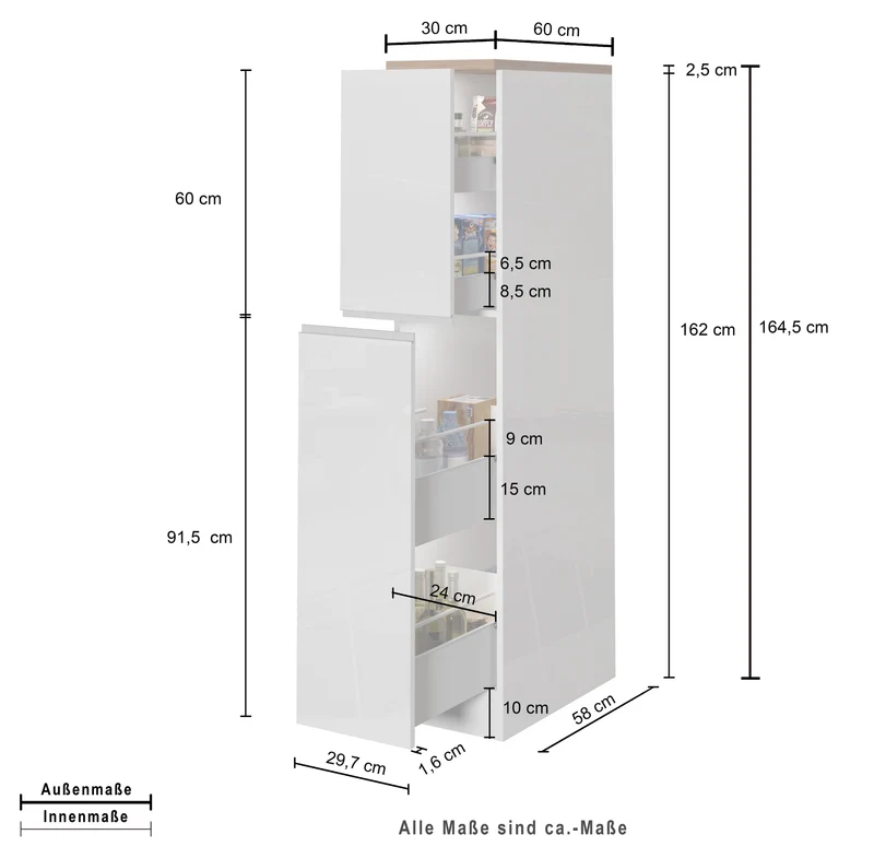 Colonna Portaspezie SOLE - Bianco/Rovere Wotan, Moderna e Elegante