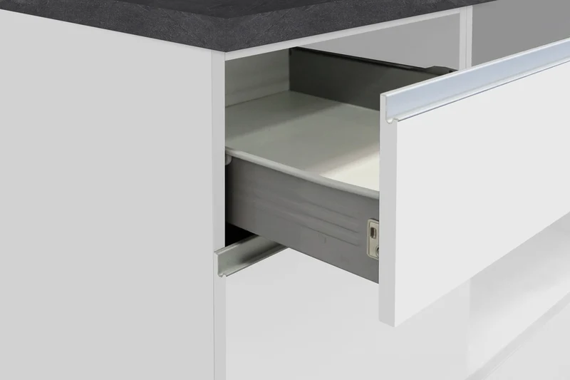 Cucina Lineare SOLE 256 cm - Bianco e Report, Design Moderno Made in Italy