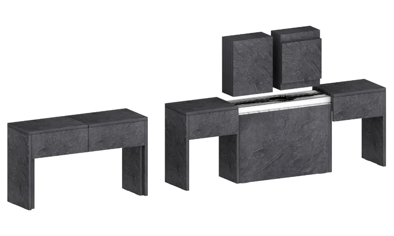 Set 2 Panche Allungabili PRATIKA - Ardesia, Salvaspazio Moderno Made in Italy