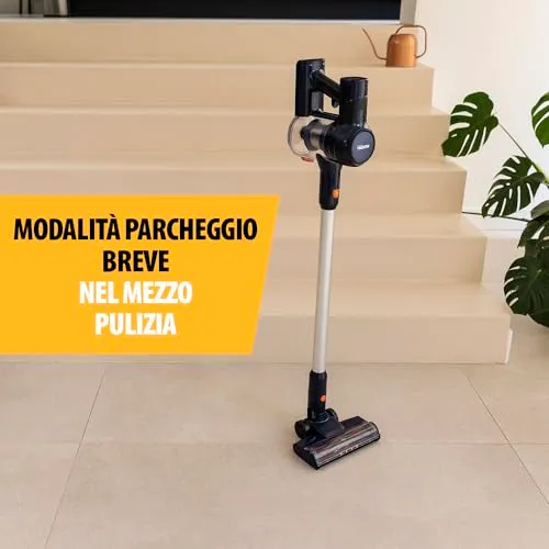 Scopa Elettrica Senza Fili 150W 40min Nero Inox