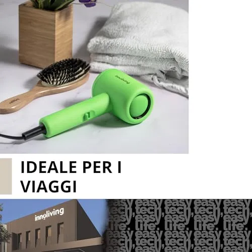 Asciugacapelli Mini Innoliving 1000W Rivestito Gomma Giallo