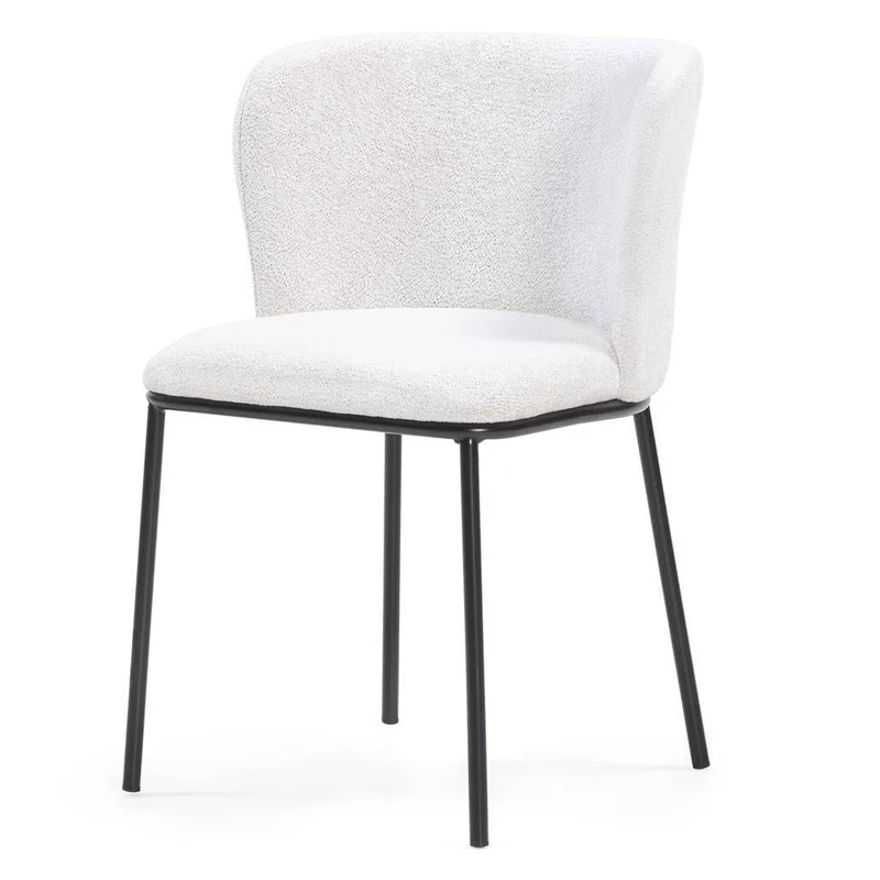 Sedia da Pranzo NIKA, Ecru con Gambe Nere