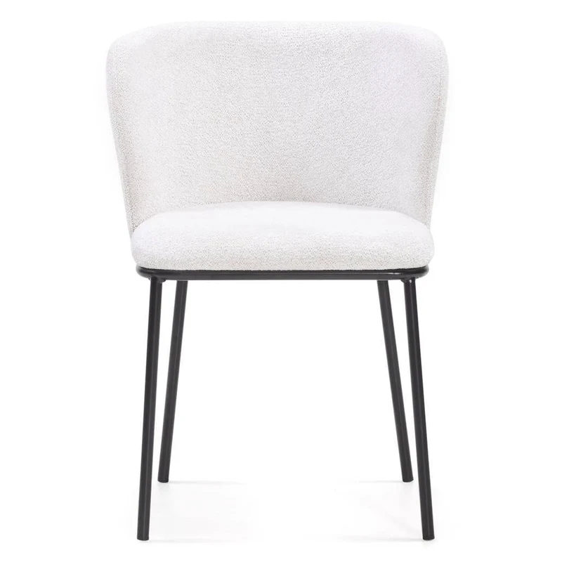 Sedia da Pranzo NIKA, Ecru con Gambe Nere
