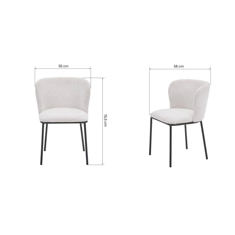 Sedia da Pranzo NIKA, Ecru con Gambe Nere