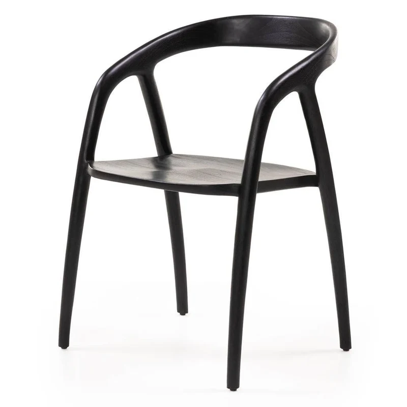 Sedia da Pranzo NIBI OKA, Nero, Legno di Teak