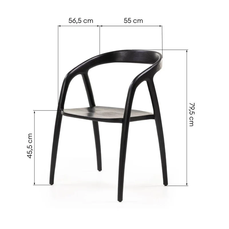 Sedia da Pranzo NIBI OKA, Nero, Legno di Teak
