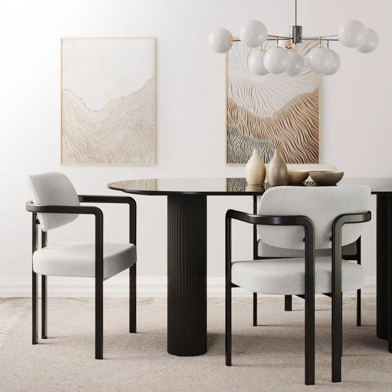 Sedia Imbottita FLAIRE, Grigio Beige e Nero