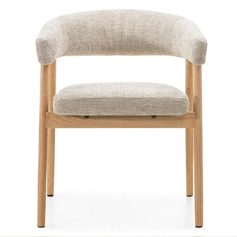 Sedia Imbottita MUE, Beige/Legno di Quercia