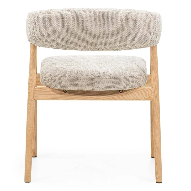 Sedia Imbottita MUE, Beige/Legno di Quercia