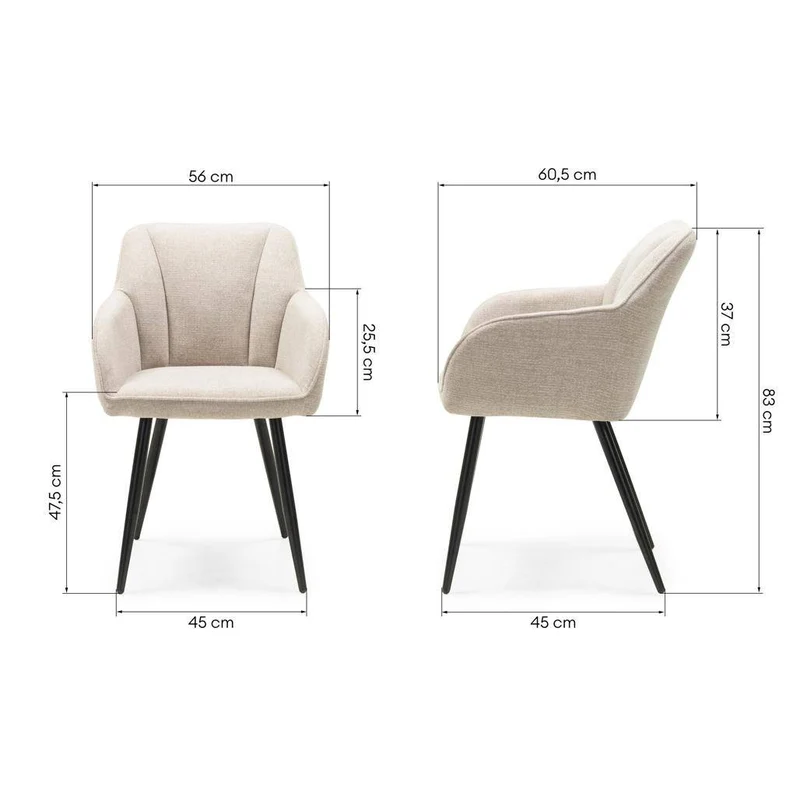 Sedia da Pranzo RUSSO, Cappuccino/Gambe Nere