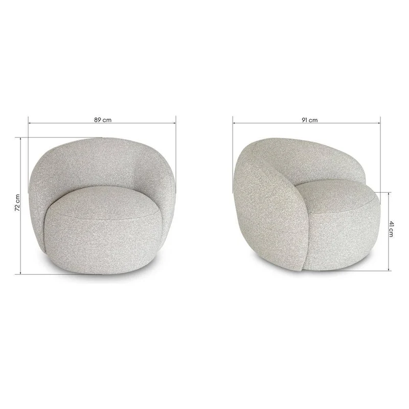 Poltrona Girevole NORA, Beige, Forme Arrotondate