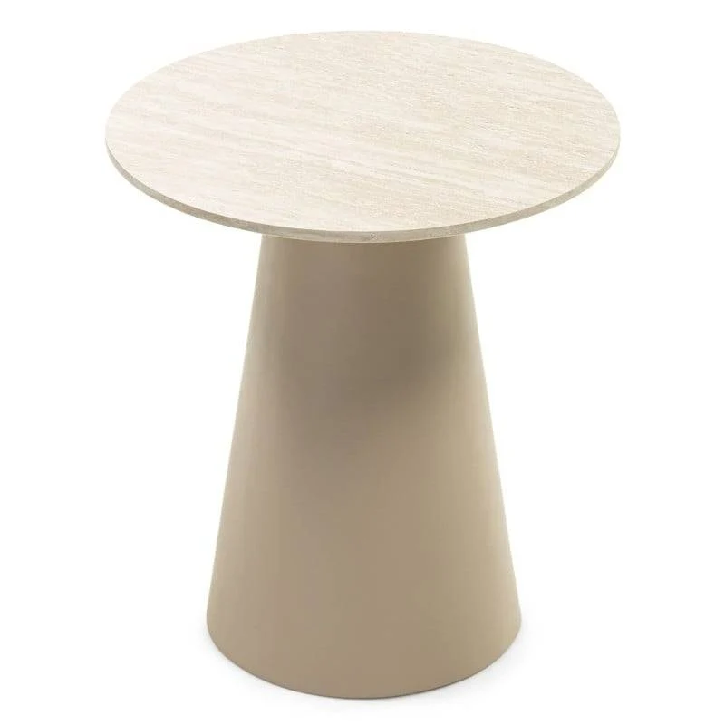 Tavolino da Caffè OREZ, Rotondo 45 cm, Beige