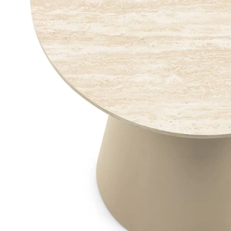 Tavolino da Caffè OREZ, Rotondo 45 cm, Beige