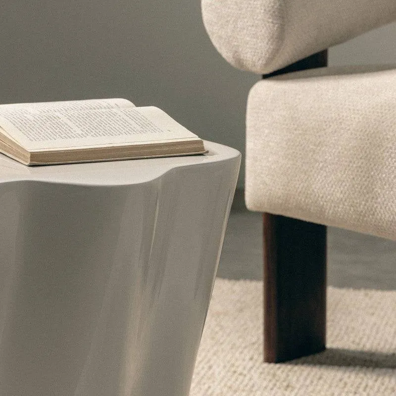 Tavolino Laterale FIOR 49 cm, Grigio-Beige, Lucido