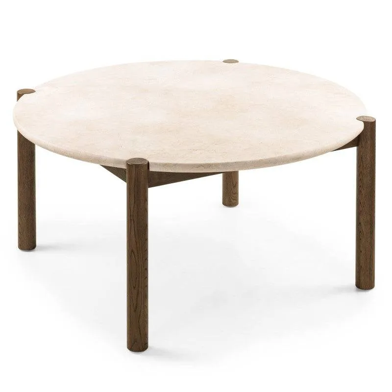 Tavolo da pranzo MOCHA 150 cm, rotondo, quercia moka/marmo