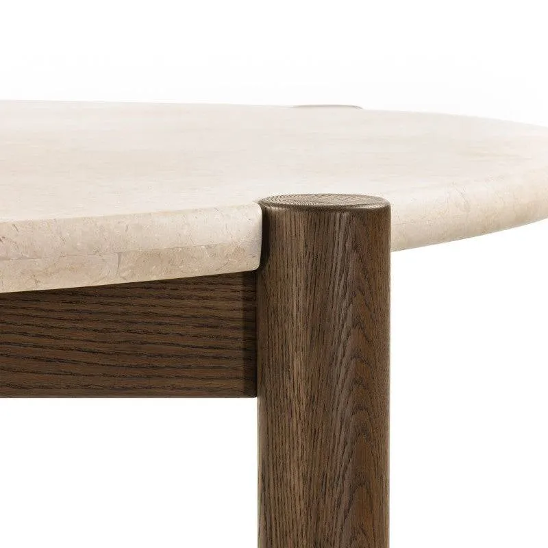 Tavolo da pranzo MOCHA 150 cm, rotondo, quercia moka/marmo