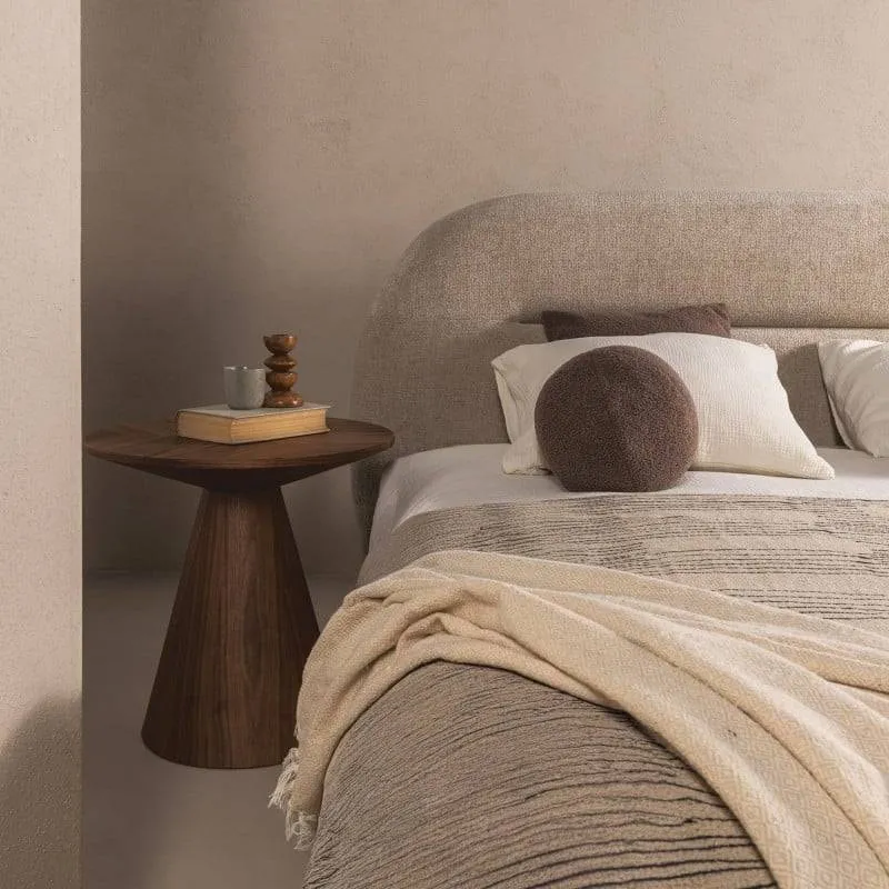 Letto imbottito MALANEL 160x200 cm, beige chiaro, arrotondato