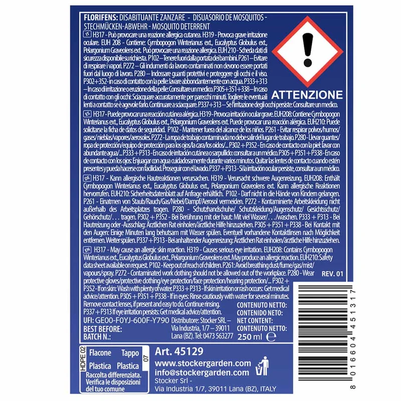 Disabituante per zanzare Florifens Stocker 250ml